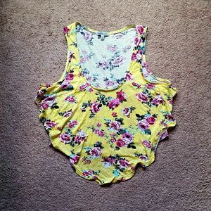 Charlotte Russe Yellow Floral Print Crop Top